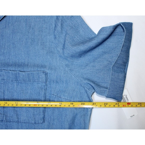 Old Navy Womens Blue Denim Shift Shirt Dress Button Up Knee Length 100% Cotton M - Picture 7 of 10